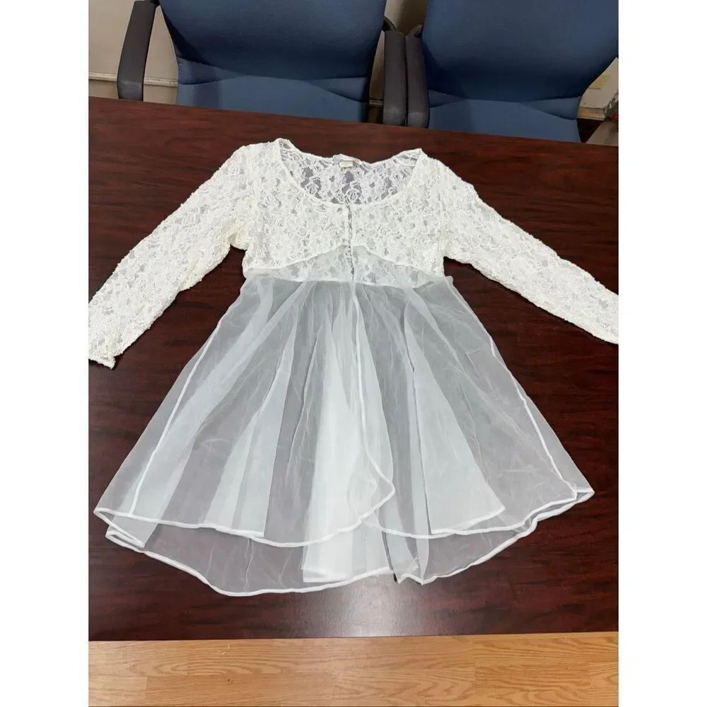 Val Mode Vintage Lingerie Bridal Lace Nightgown Size Medium
